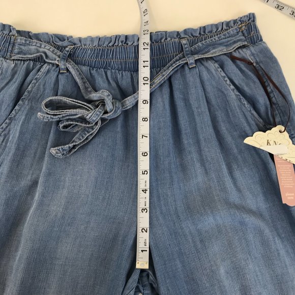NEW Knox Rose Chambray Wide Leg Pants Women's Large Pull-On High Waist Pockets - Picture 5 of 9